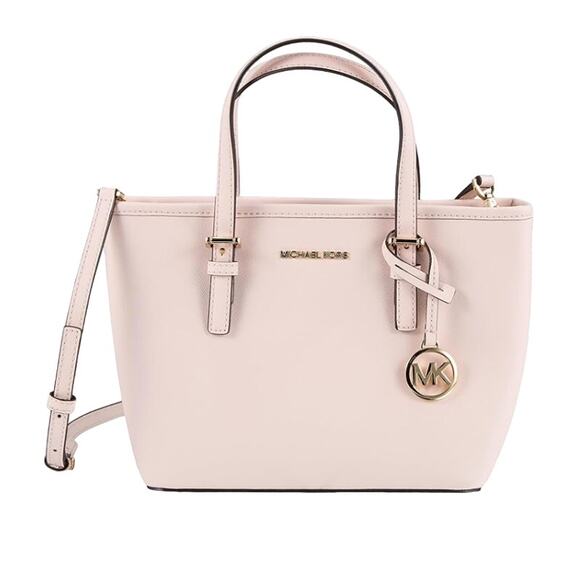 MICHAEL KORS Jet Set Travel Tote Handbag Saffiano Leather Powder Blush Pink OS - Picture 1 of 16